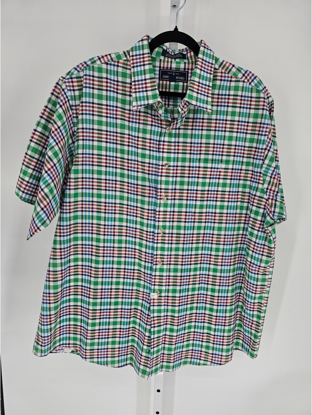 John Ashford Men's Plaid Wrinkle Free Oxford Button Down Cotton Shirt Size XXL